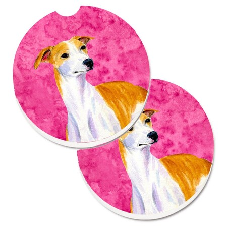 Carolines Treasures Pink Whippet Set of 2 Cup Holder Car Coaster LH9373PKCARC